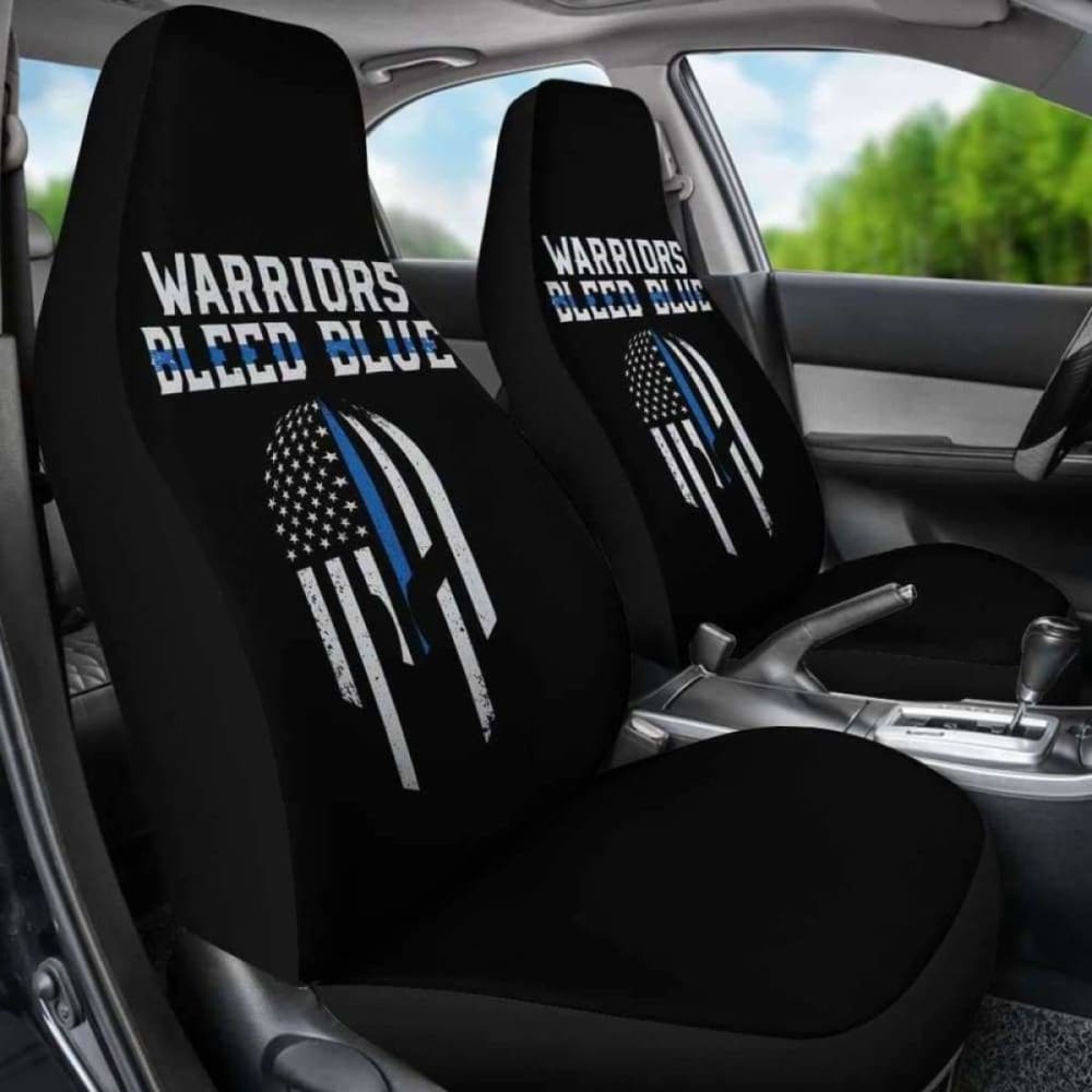 Warriors Bleed Blue Police Car Seat Covers