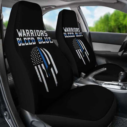 Warriors Bleed Blue Police Car Seat Covers