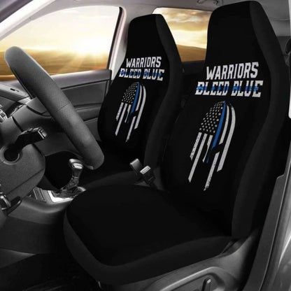 Warriors Bleed Blue Police Car Seat Covers