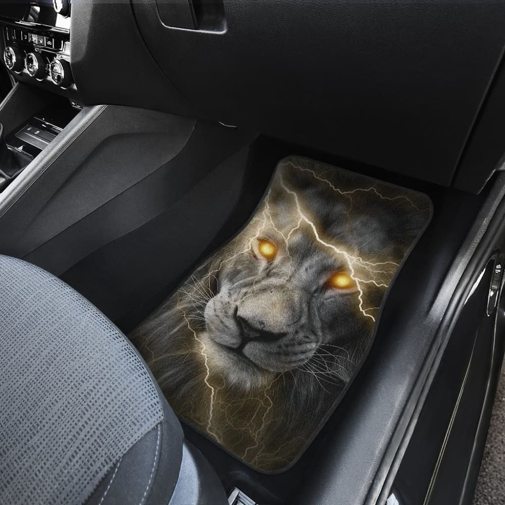Thunder Lightning Powerful Yellow Eyes Lion Car Floor Mats