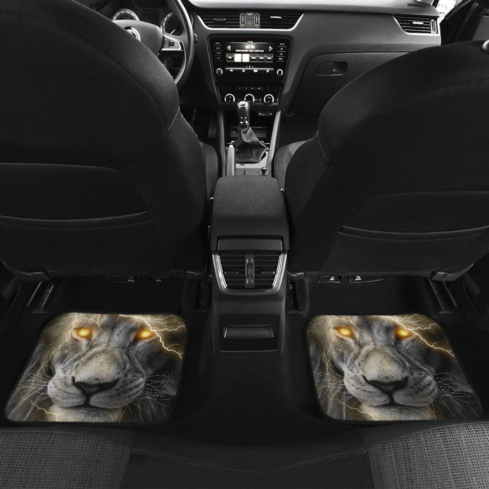 Thunder Lightning Powerful Yellow Eyes Lion Car Floor Mats