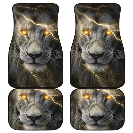 Thunder Lightning Powerful Yellow Eyes Lion Car Floor Mats