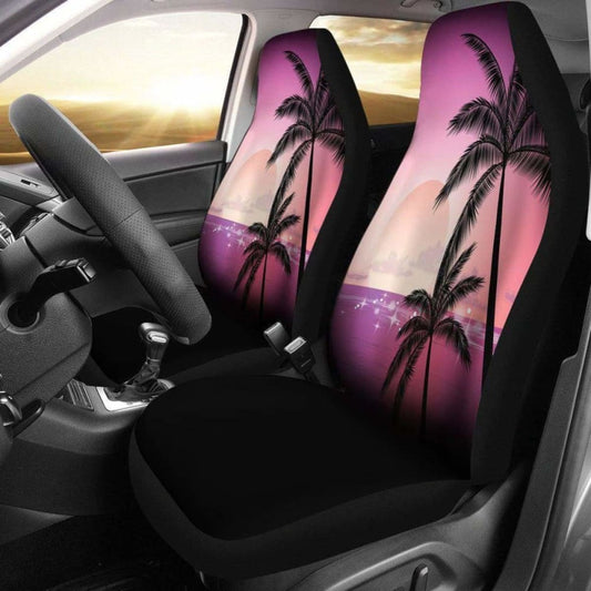 Pink Palm Tree Sunset Design Seat Covers