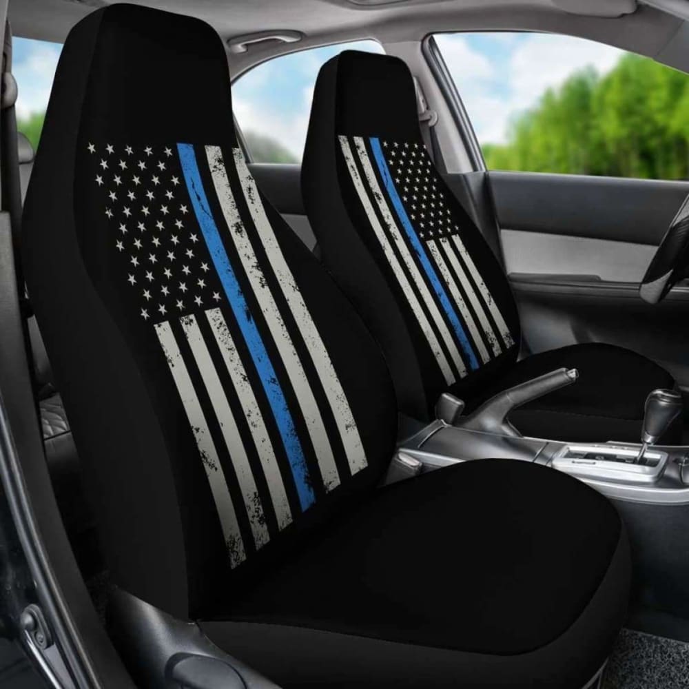 Thin Blue Line Police Flag Car Seat Covers Amazing Gift