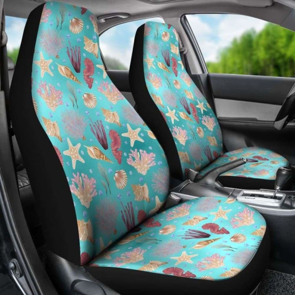 Ocean Pattern Shells Coral Teal Water Background Car Seat Covers