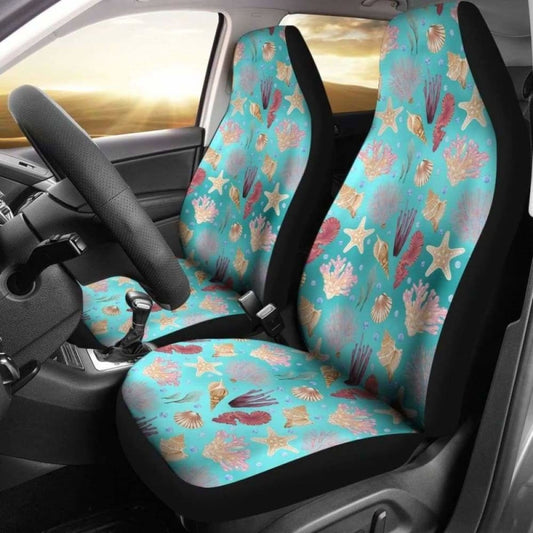 Ocean Pattern Shells Coral Teal Water Background Car Seat Covers
