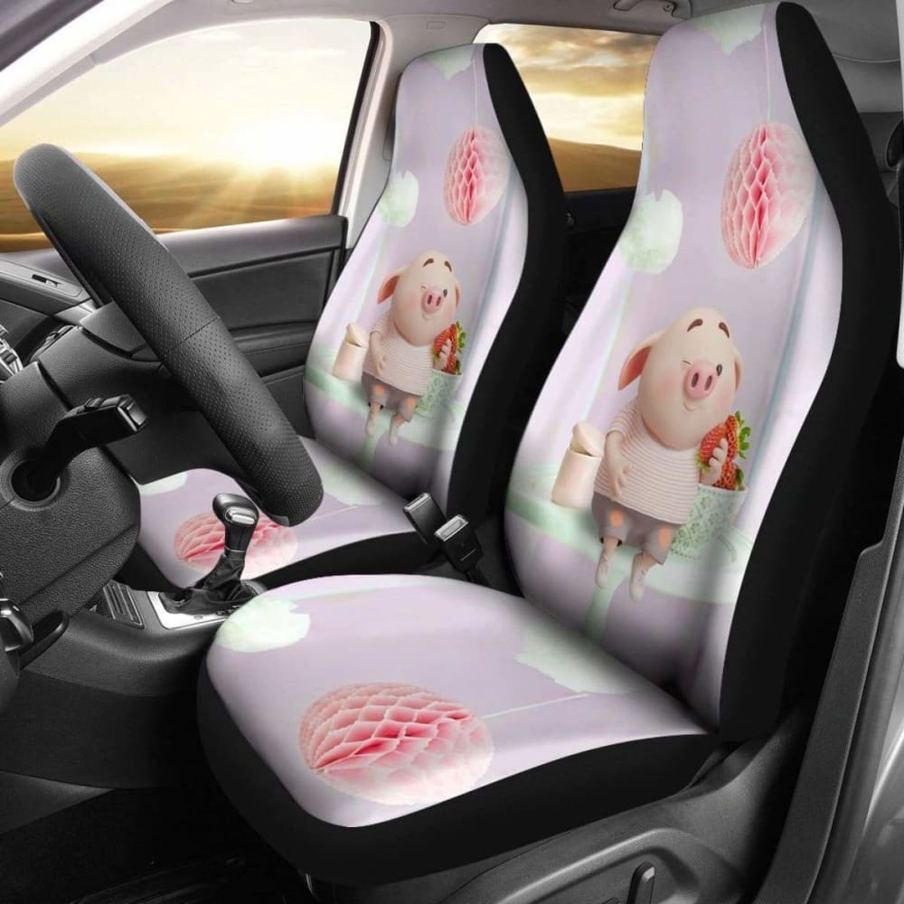Cute Pig Eating Strawberry Car Seat Covers