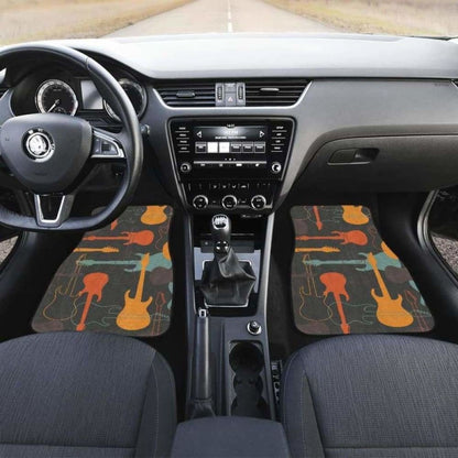 Electric Guitars Pattern Front And Back Car Mats