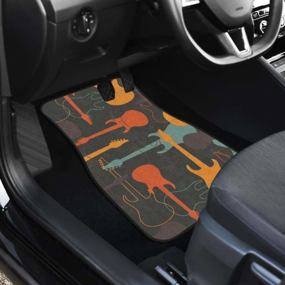 Electric Guitars Pattern Front And Back Car Mats
