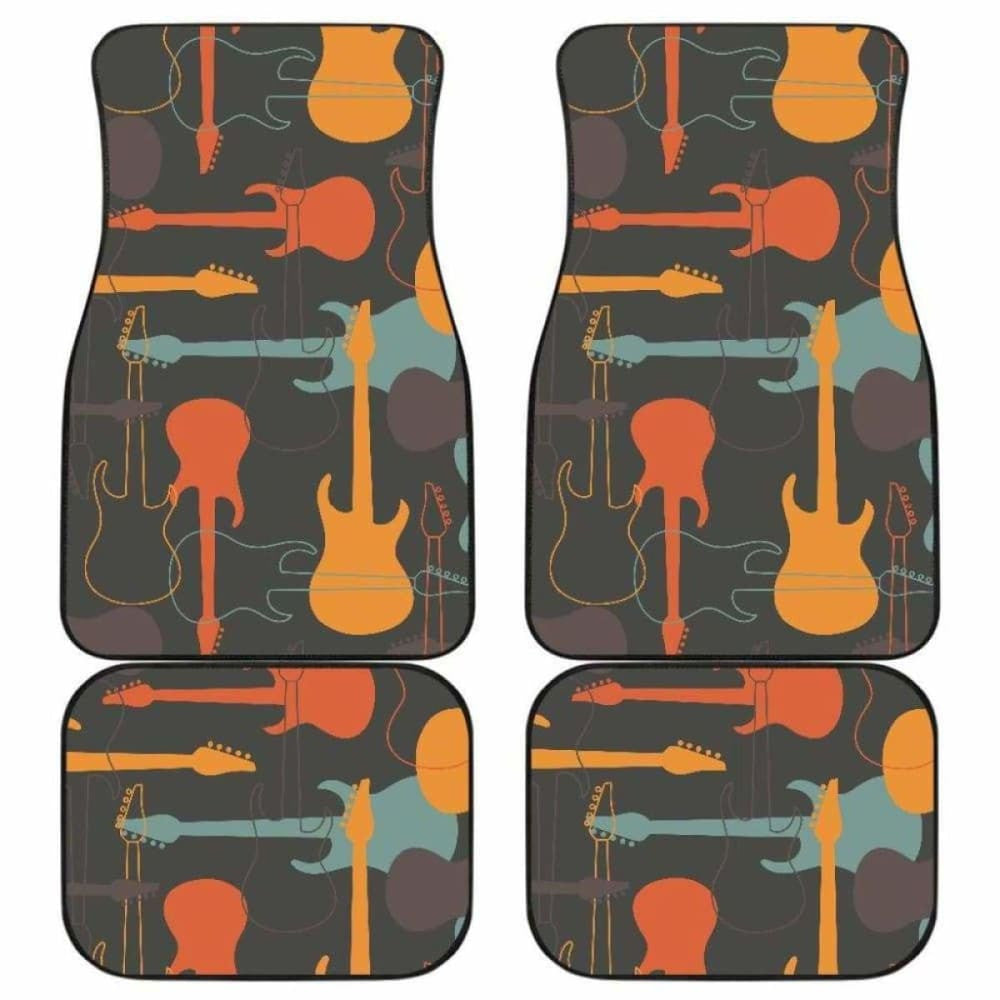 Electric Guitars Pattern Front And Back Car Mats