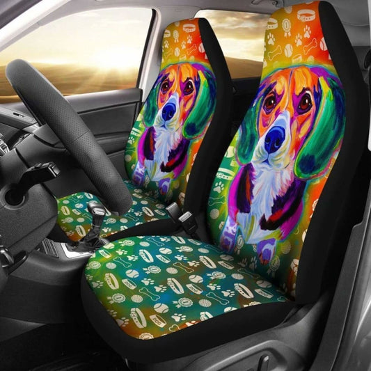 Colorful Beagle Dog Car Seat Covers