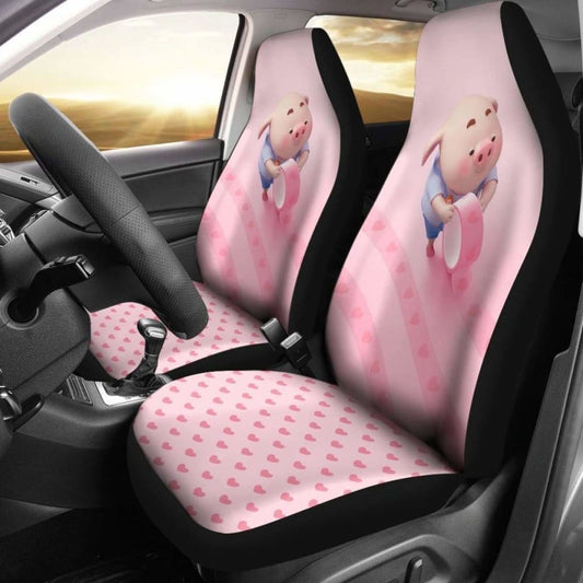 Cute Pink Pig With Heart Car Seat Covers