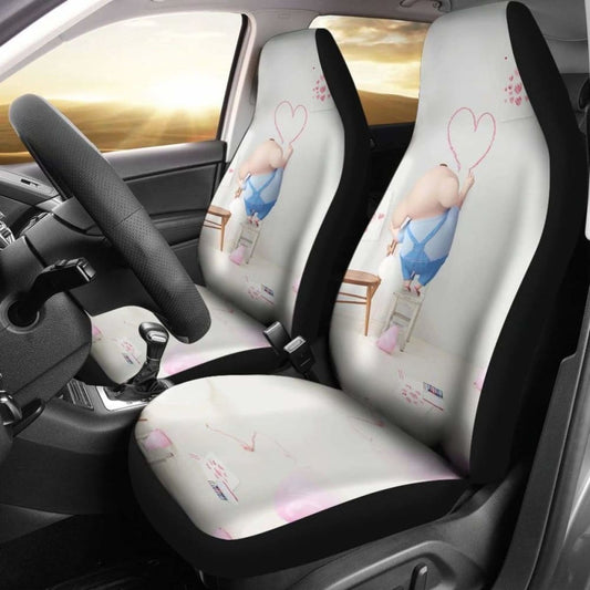 Funny Pig With Heart Car Seat Covers