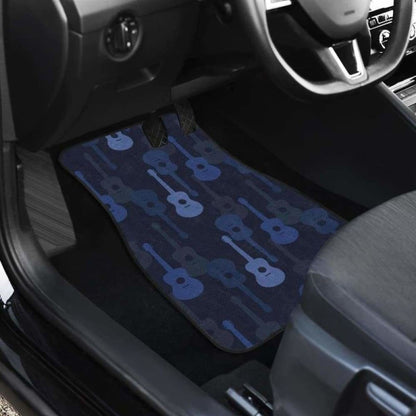 Blue Theme Guitar Pattern Front And Back Car Mats