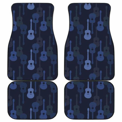 Blue Theme Guitar Pattern Front And Back Car Mats