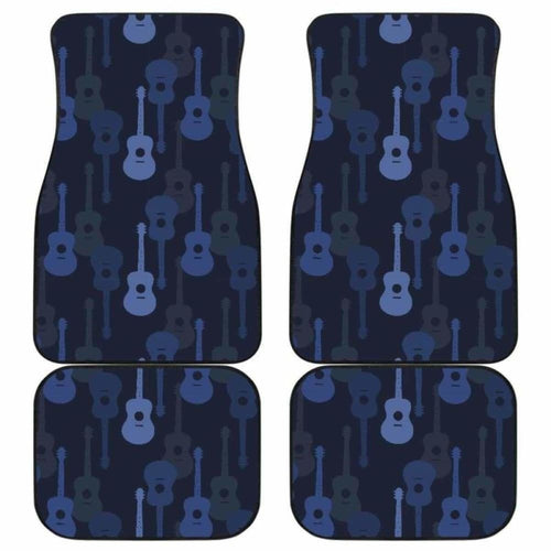 Blue Theme Guitar Pattern Front And Back Car Mats
