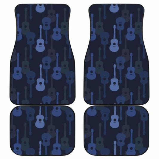Blue Theme Guitar Pattern Front And Back Car Mats