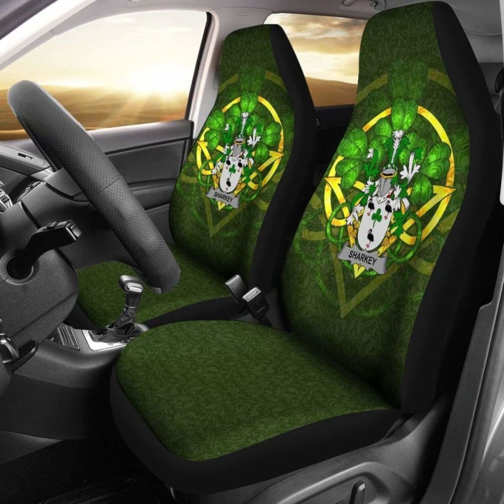 Sharkey Or O'Sharkey \bIreland Car Seat Cover Celtic Shamrock ( Set Of Two)