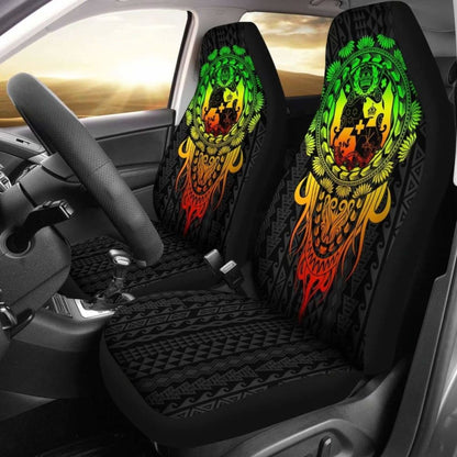 Tonga Polynesian Car Seat Covers - Tattoo Pattern With Seal Reggae -
