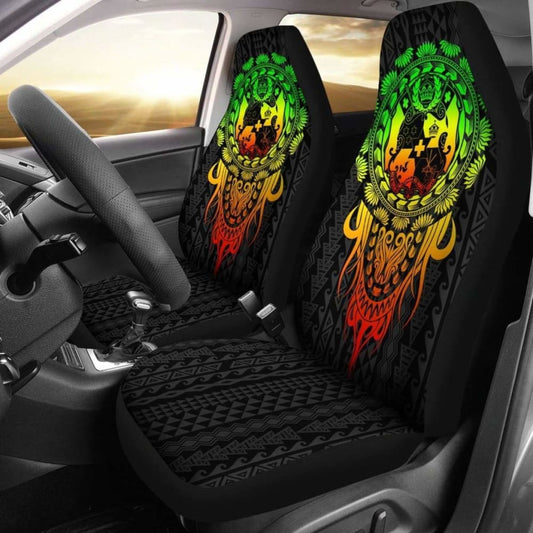 Tonga Polynesian Car Seat Covers - Tattoo Pattern With Seal Reggae -