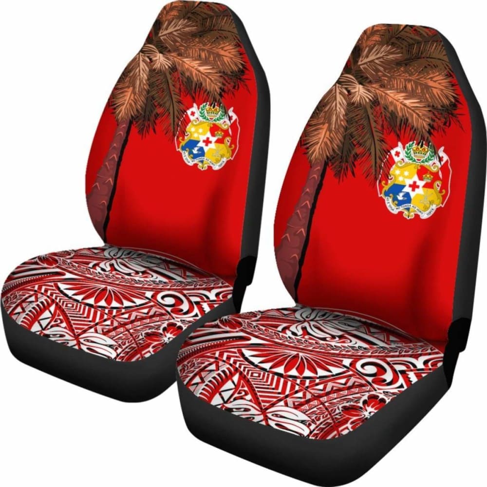 Tonga Car Seat Covers - Polynesian Palm Tree Flag -