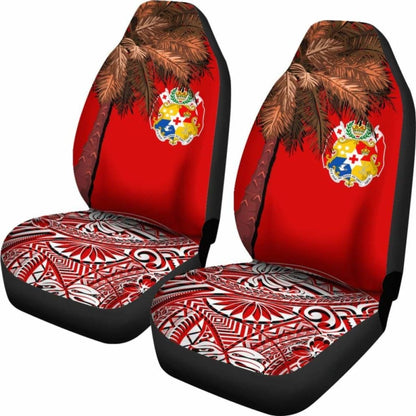 Tonga Car Seat Covers - Polynesian Palm Tree Flag -