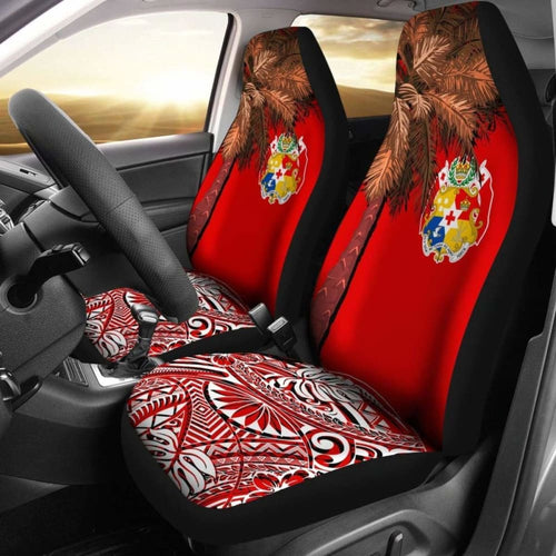 Tonga Car Seat Covers - Polynesian Palm Tree Flag -