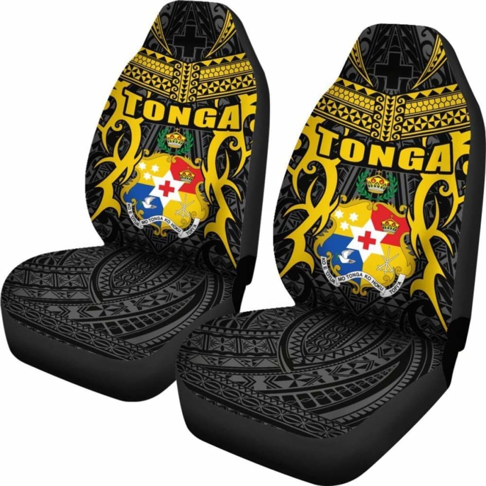 Tonga Car Seat Covers - Kingdom Of Tonga Set Of (Black Gold)