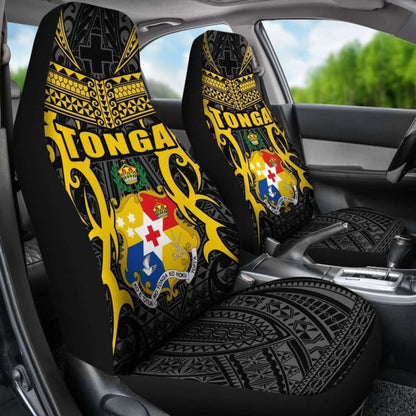 Tonga Car Seat Covers - Kingdom Of Tonga Set Of (Black Gold)