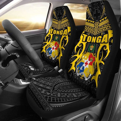 Tonga Car Seat Covers - Kingdom Of Tonga Set Of (Black Gold)