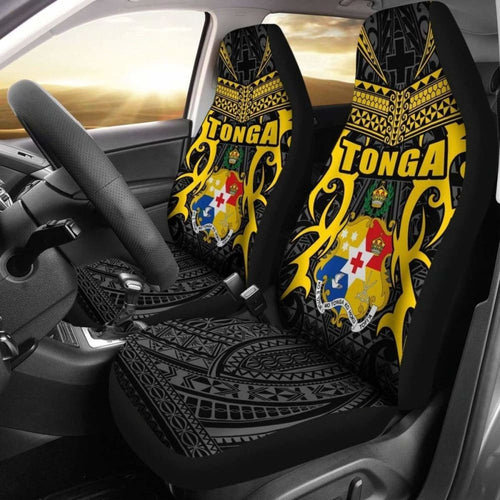 Tonga Car Seat Covers - Kingdom Of Tonga Set Of (Black Gold)