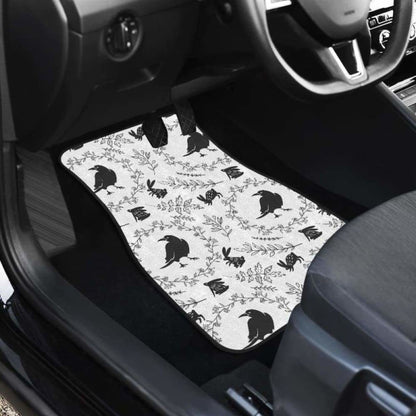 Crows Floral Wreath Rabbit Pattern Front And Back Car Mats