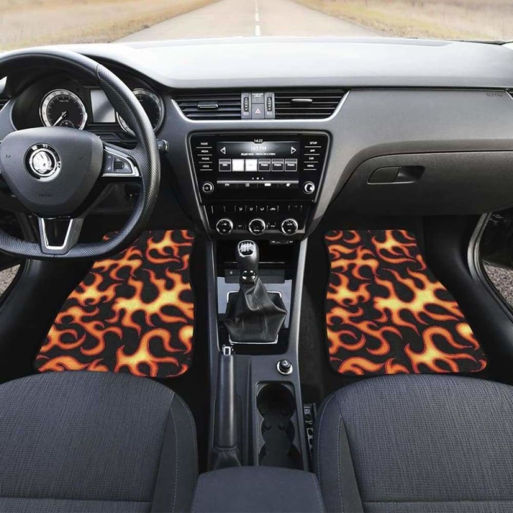 Fire Flame Dark Pattern Front And Back Car Mats