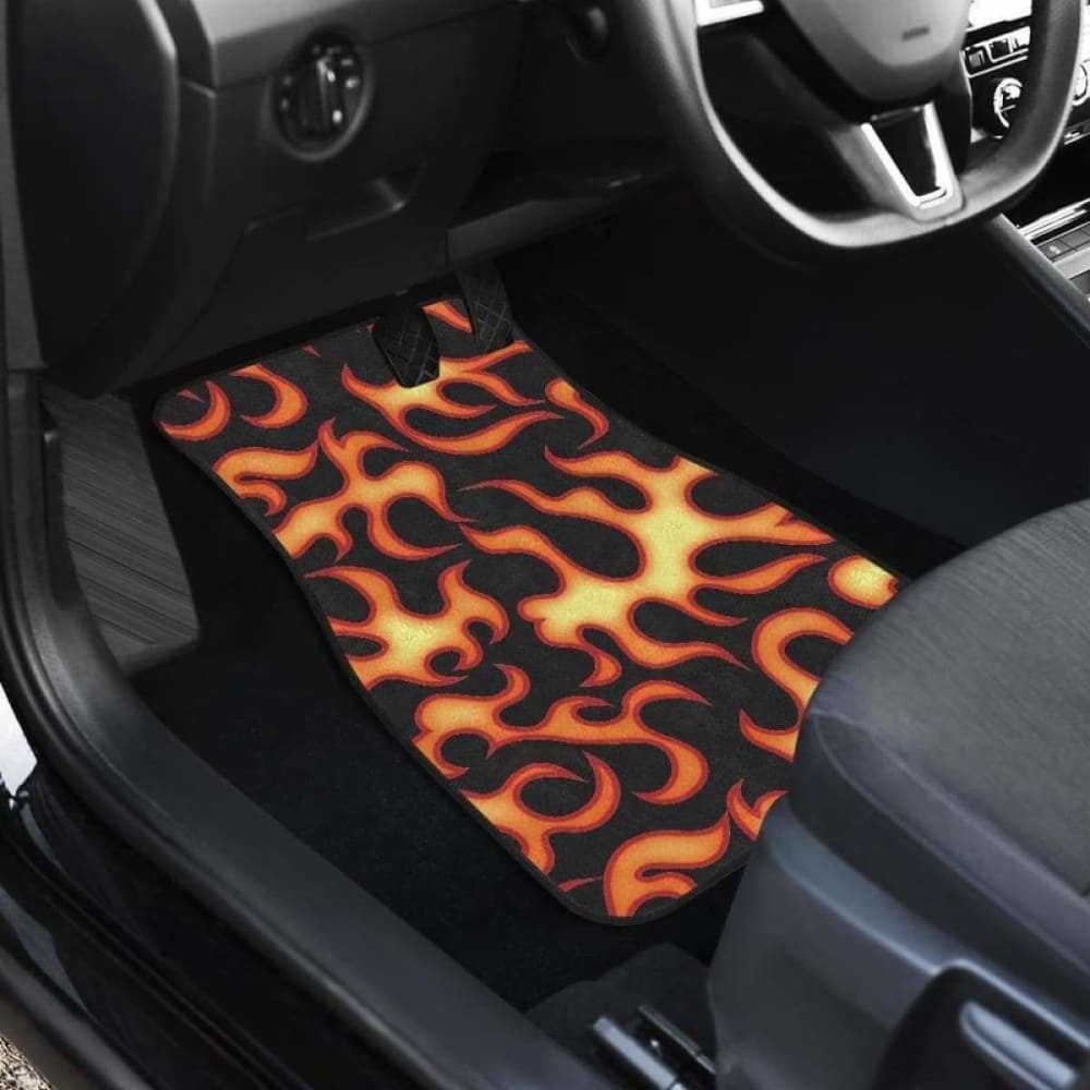 Fire Flame Dark Pattern Front And Back Car Mats