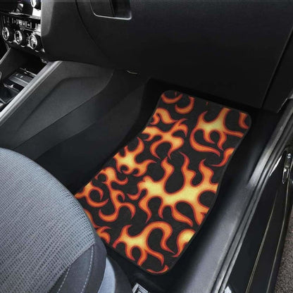 Fire Flame Dark Pattern Front And Back Car Mats