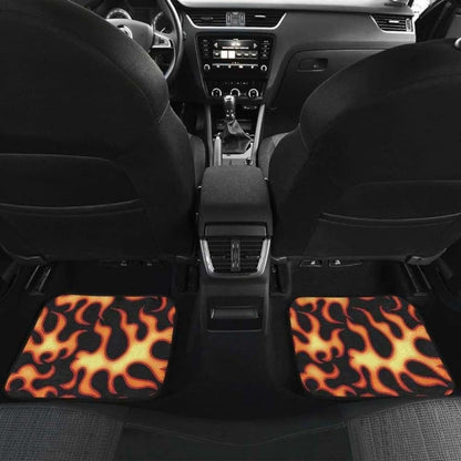 Fire Flame Dark Pattern Front And Back Car Mats