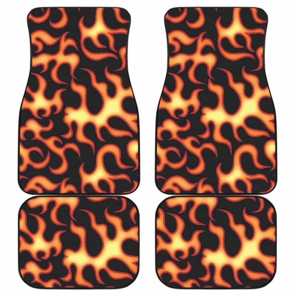 Fire Flame Dark Pattern Front And Back Car Mats