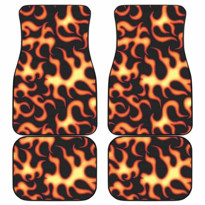 Fire Flame Dark Pattern Front And Back Car Mats