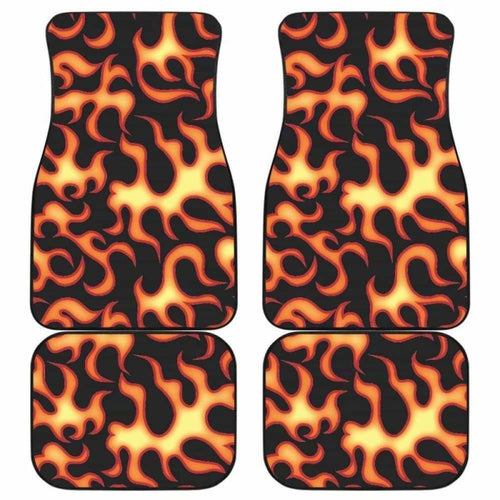 Fire Flame Dark Pattern Front And Back Car Mats