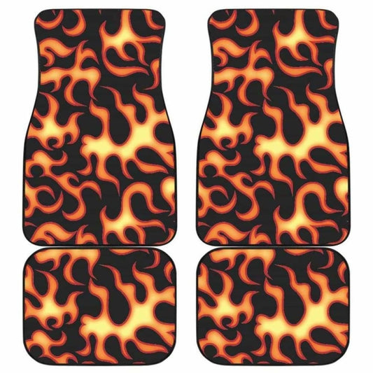 Fire Flame Dark Pattern Front And Back Car Mats