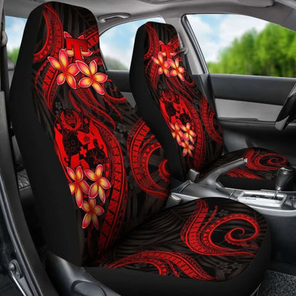 Tonga Polynesian Car Seat Covers - Red Plumeria -