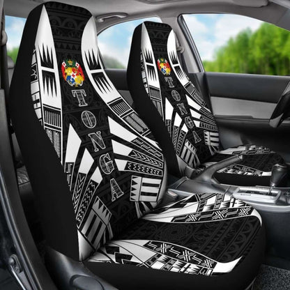 Tonga Car Seat Covers - Tonga Coat Of Arms Polynesian Tattoo Black -
