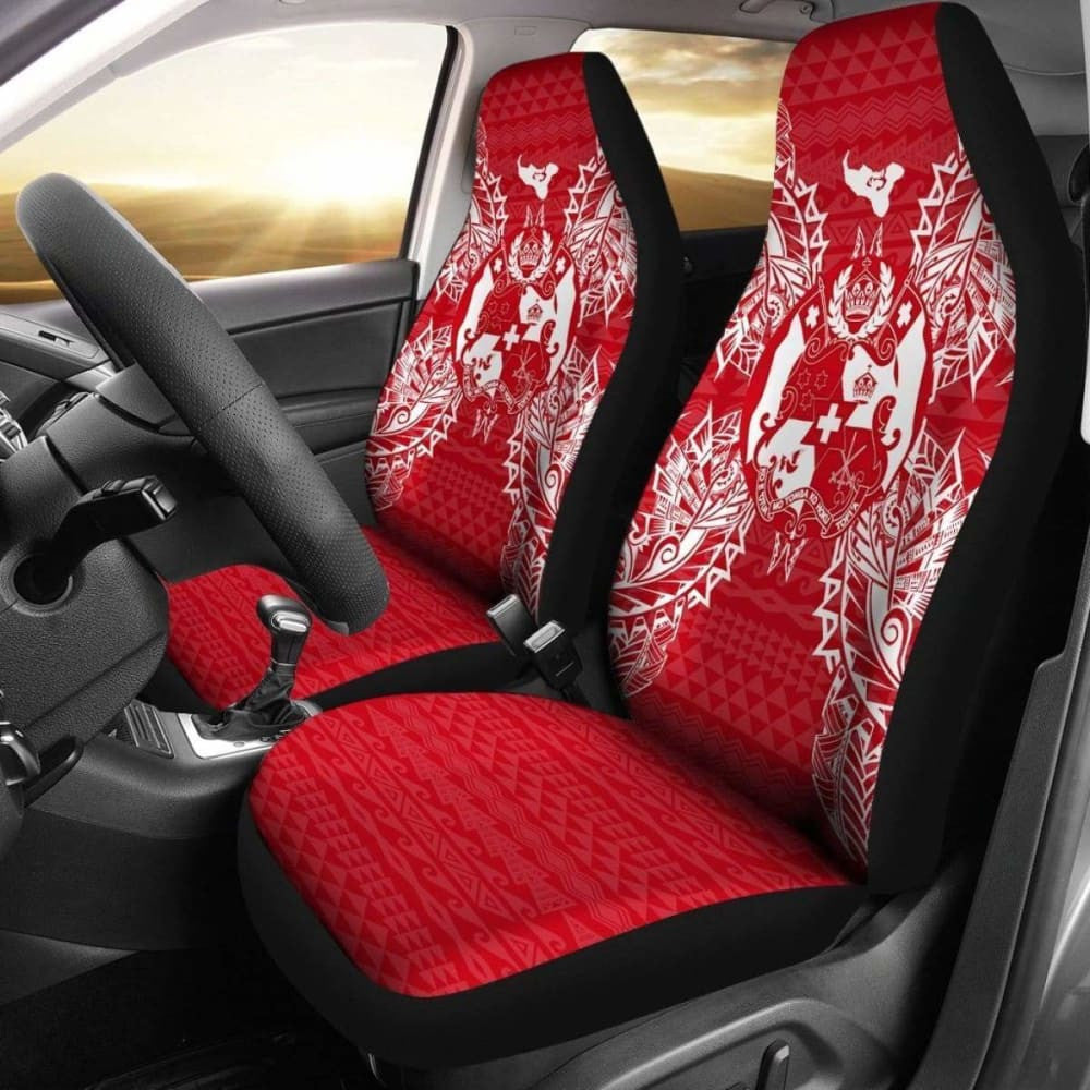 Tonga Polynesia Car Seat Cover Map Red White