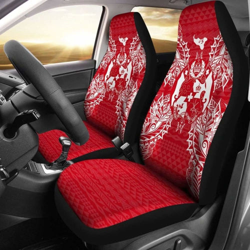 Tonga Polynesia Car Seat Cover Map Red White