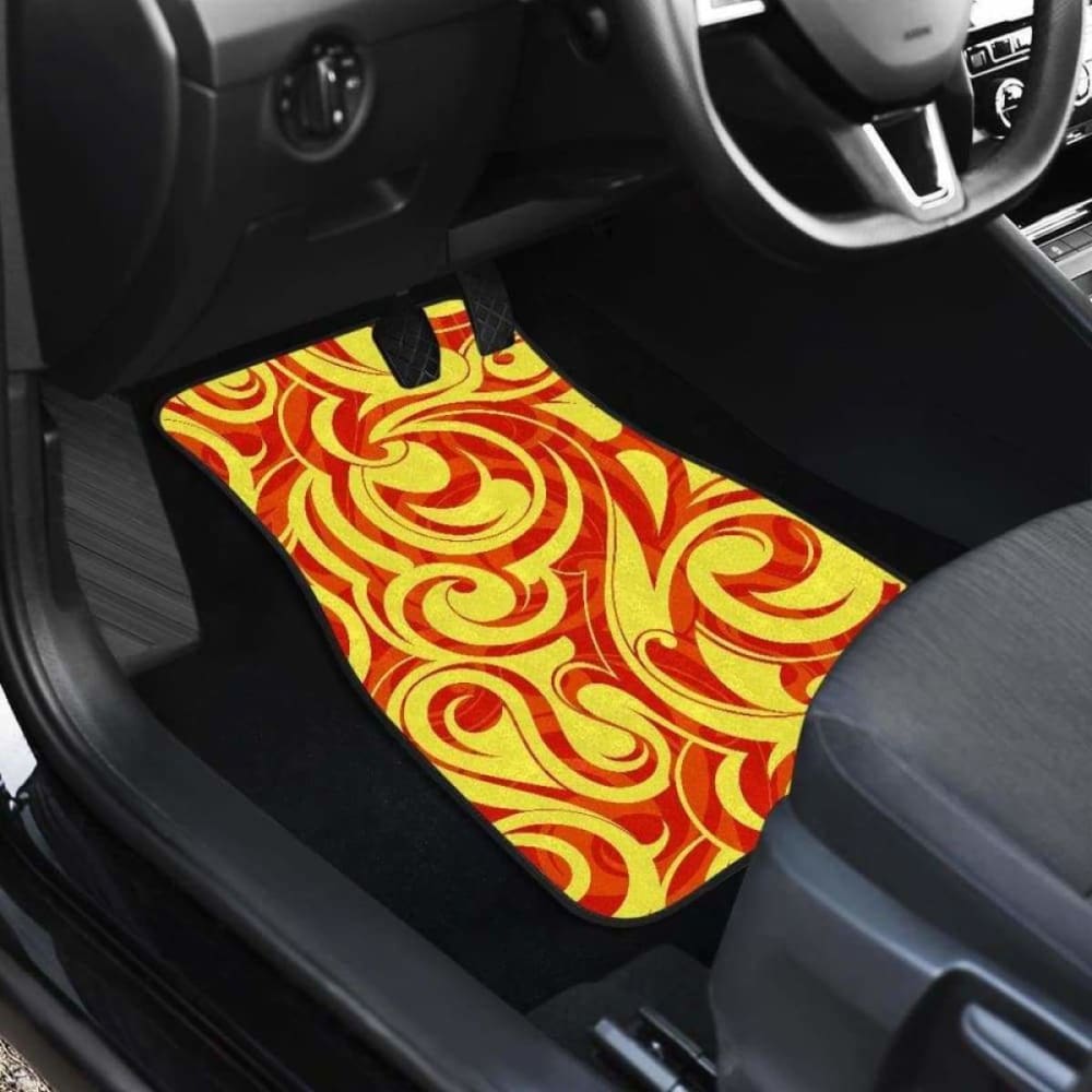 Fire Flame Design Pattern Front And Back Car Mats