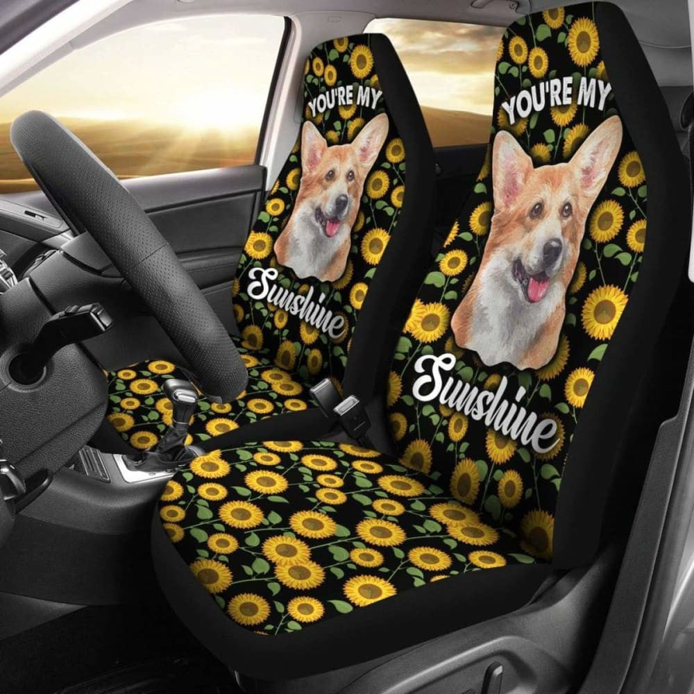 Corgi Dog You're My Sunshine Sunflower Car Seat Covers