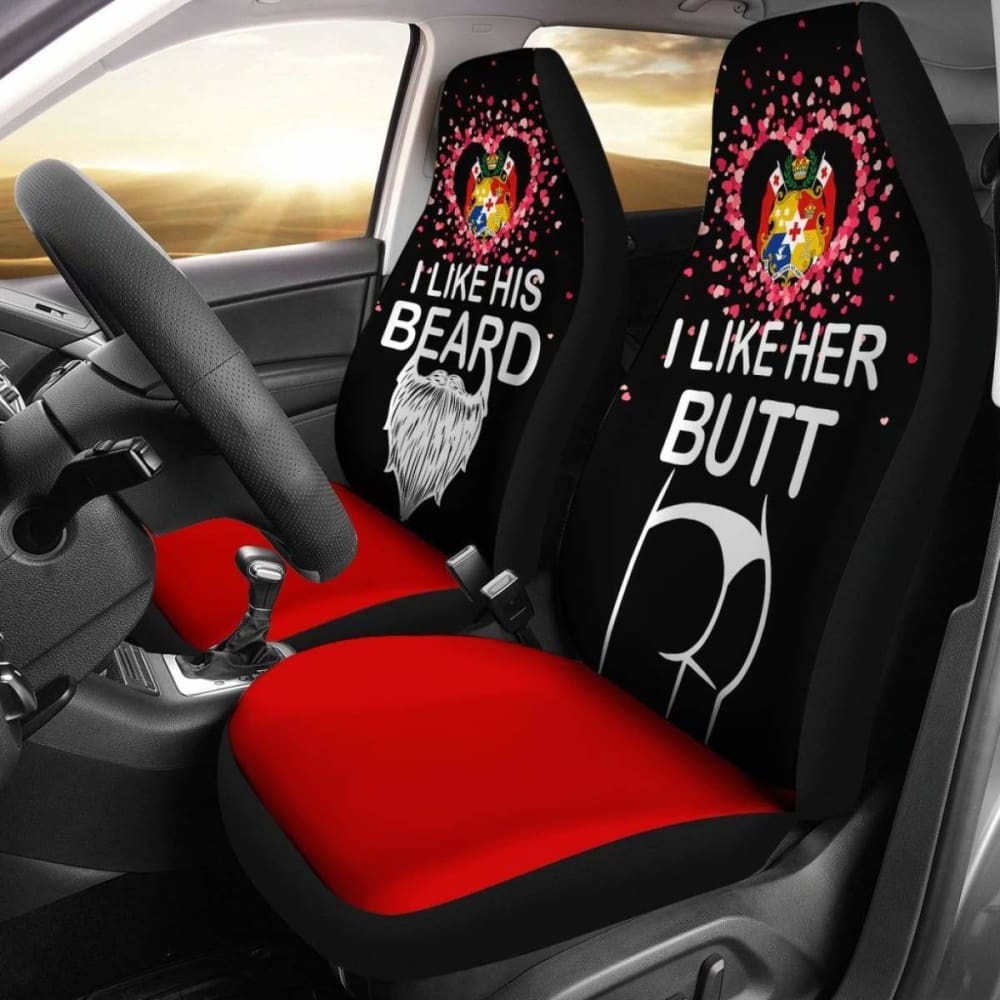 Tonga Car Seat Covers Couple Valentine Her Butt - His Beard (Set Of Two)