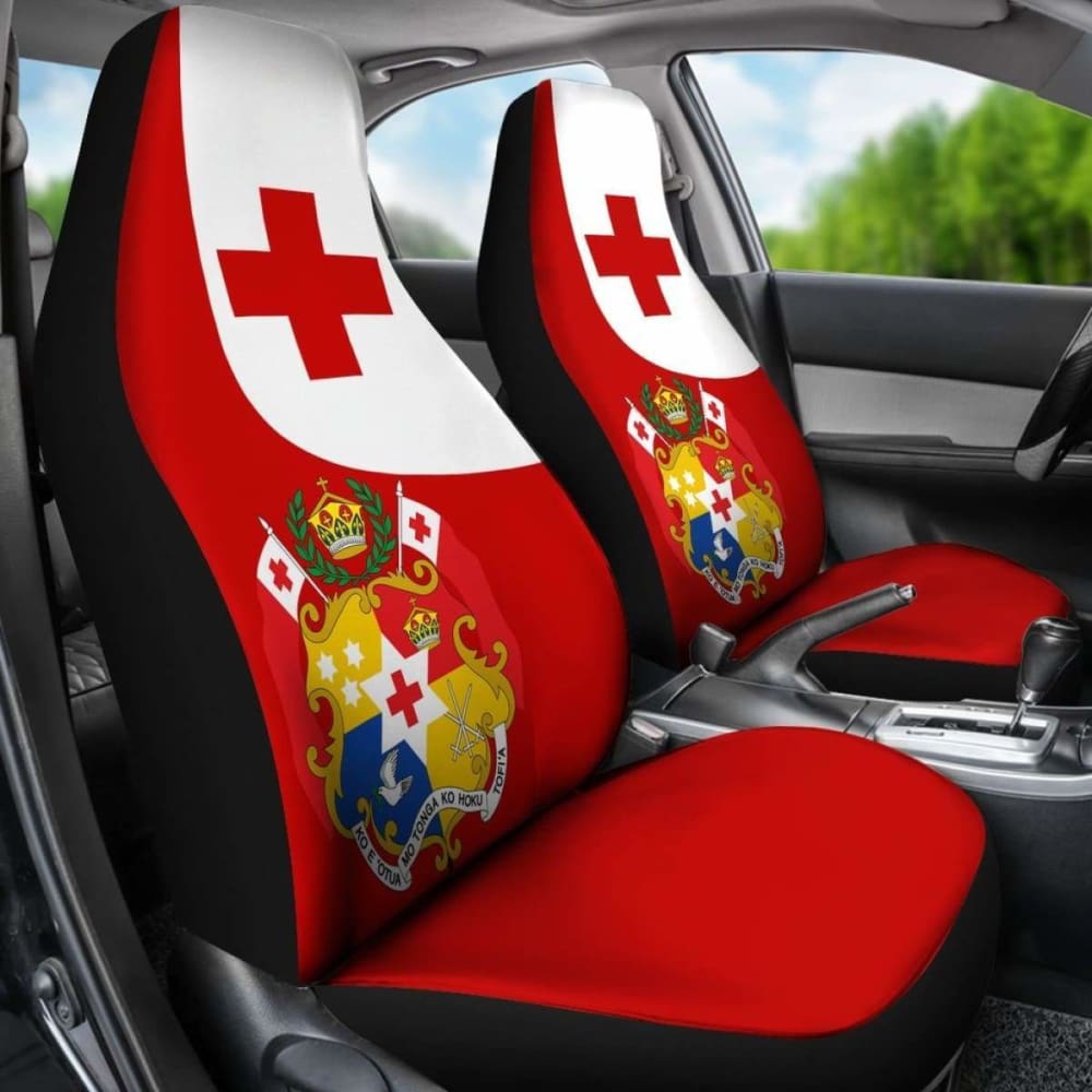 Tonga Flag Car Seat Cover - Coat Of Arms