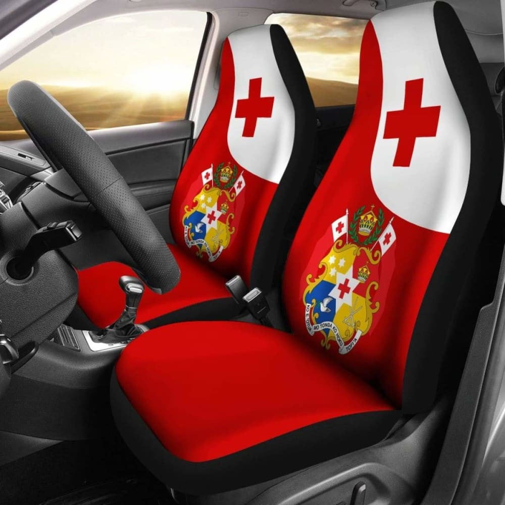 Tonga Flag Car Seat Cover - Coat Of Arms