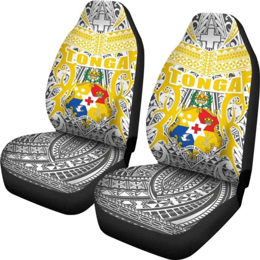 Tonga Car Seat Covers - Kingdom Of Tonga Set Of (White Gold)